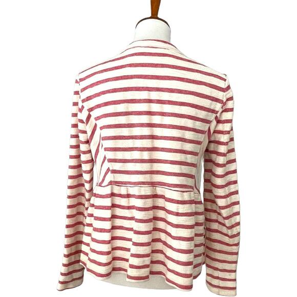 Free People Women's White Red Stripe Long Sleeve Full Zip Peplum Jacket SMALL - Picture 5 of 12